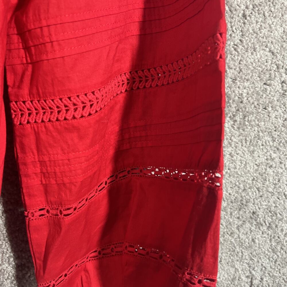 Madewell Women's XXL 2XL Red Lace Pintuck Long Puff Sleeve Blouse NWT Boho Top - Picture 10 of 15